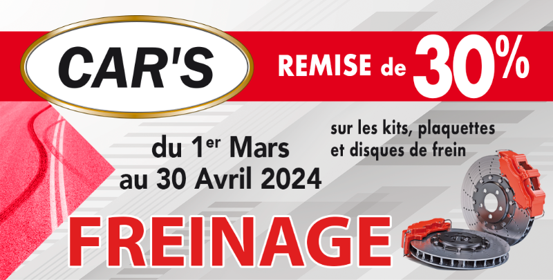 PROMOTION FREINAGE  -30% SUR LES KITS, PLAQUETTES ET DISQUES